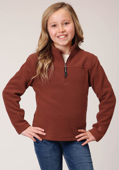 Girls  Sienna Rust Micro Polar Fleece Pullover