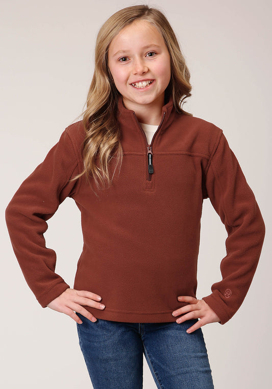 Girls  Sienna Rust Micro Polar Fleece Pullover
