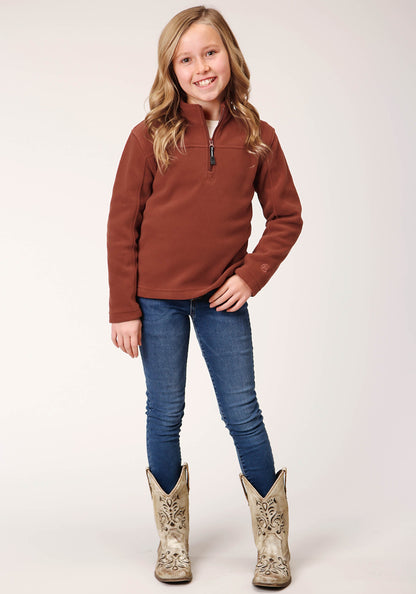 Girls  Sienna Rust Micro Polar Fleece Pullover