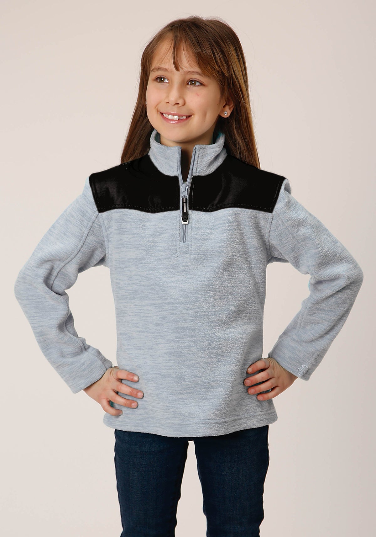 Girls  Hthr Grey Micro Polar Fleece Pullover