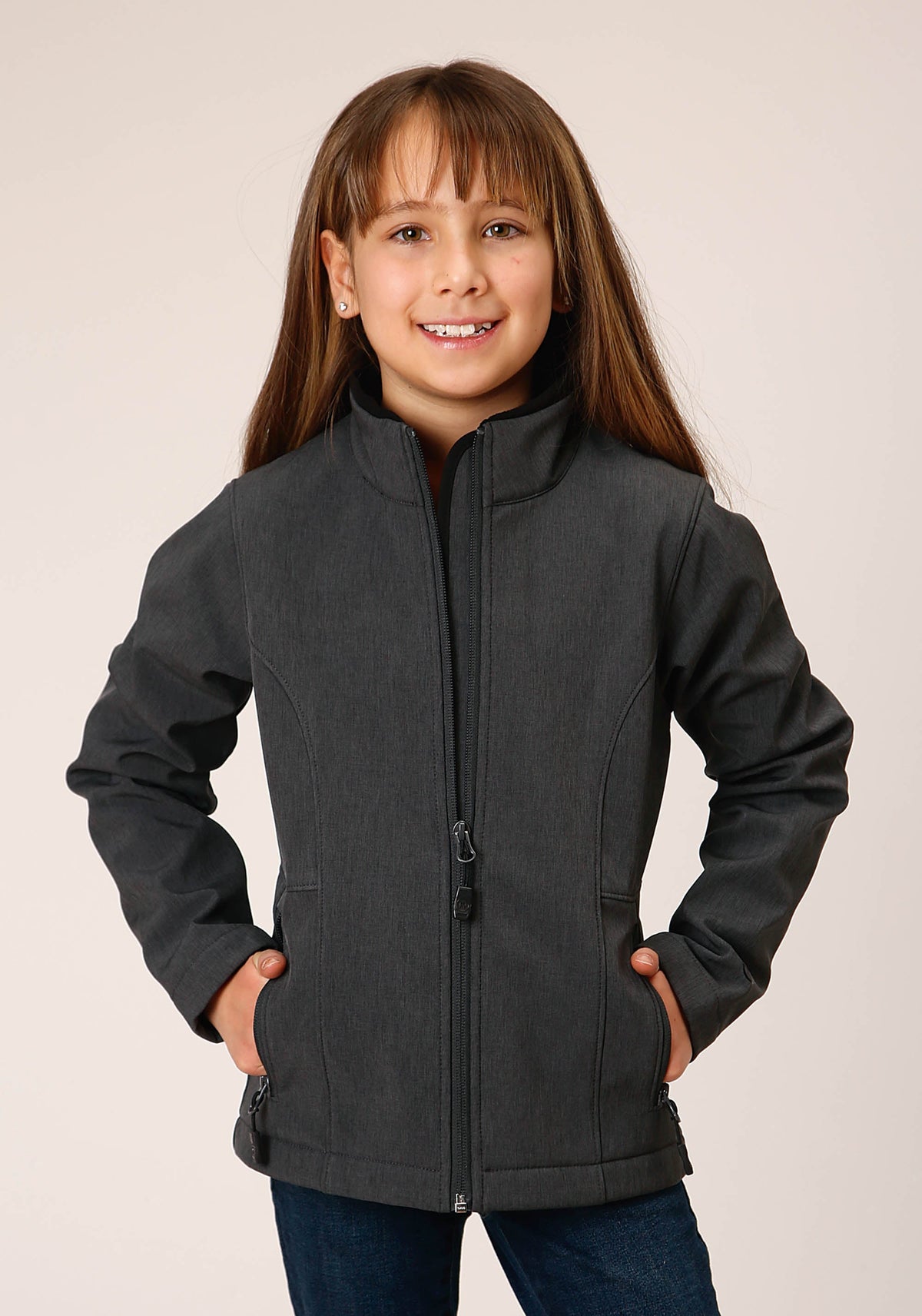 Girls  Heather Grey Soft Shell Tech Jacket