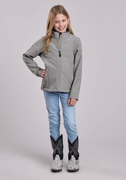Girls Jacket Zipper Cream Grey Stripe Western Jacket