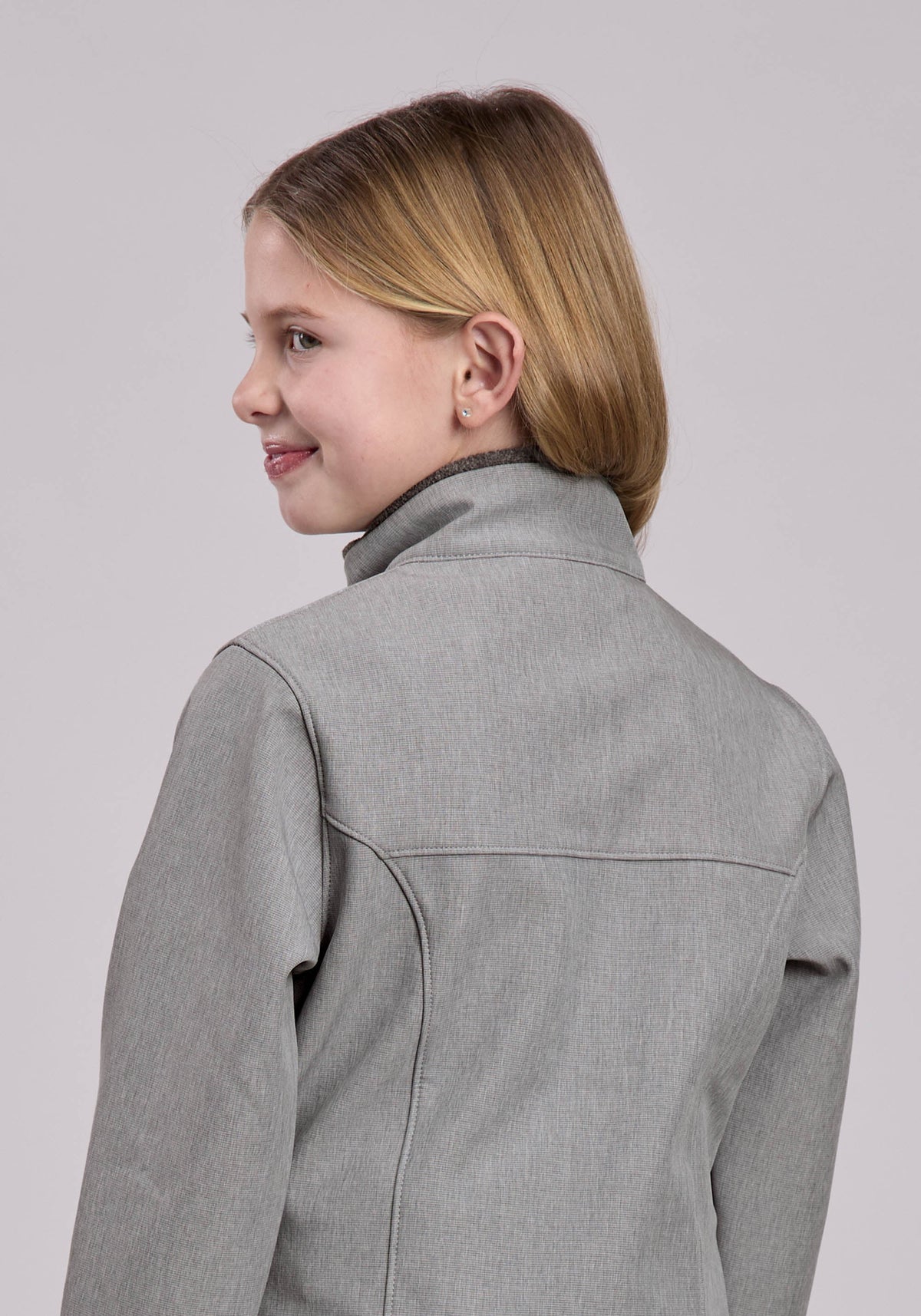 Girls Jacket Zipper Cream Grey Stripe Western Jacket