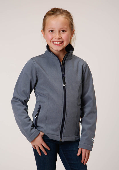 Girls  Heathered Blue Softshell Tech Jacket