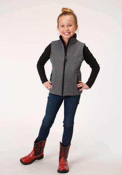 Girls  Heathered Grey Softshell Tech Vest