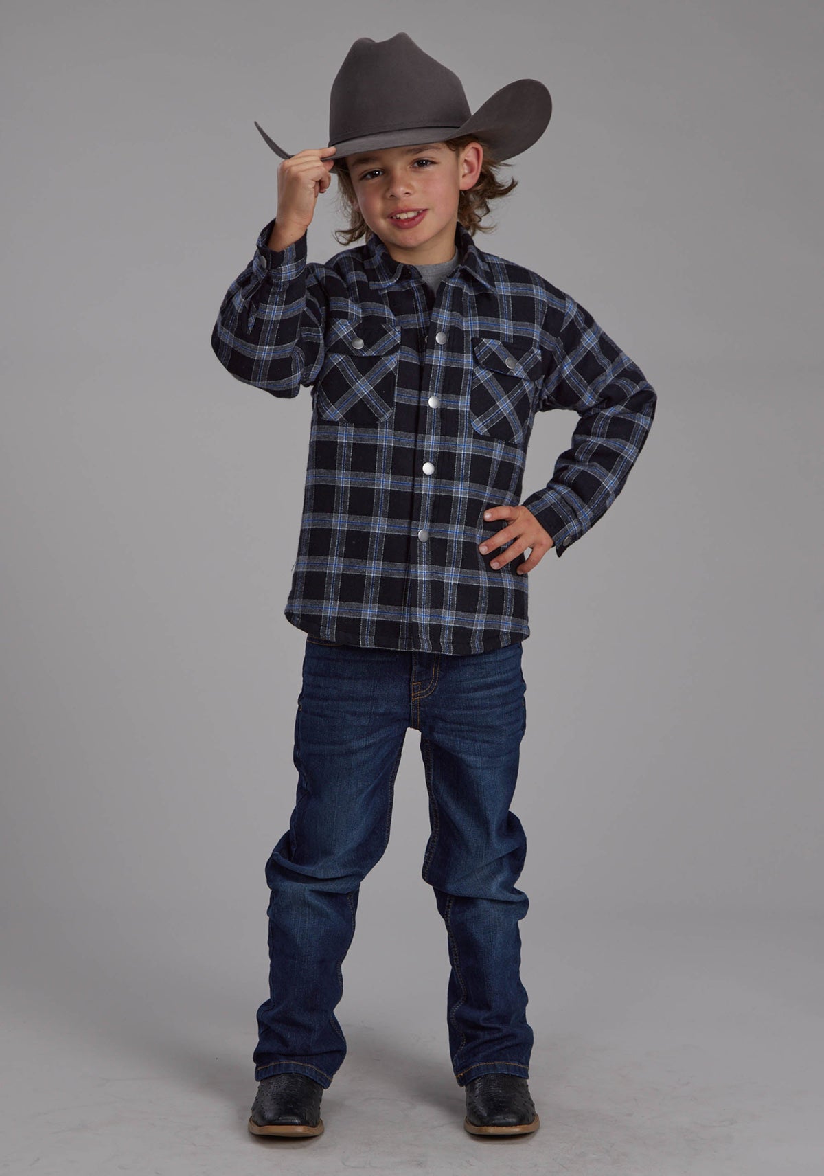 Boys Sherpa Lined Flannel Shirt Snap Jacket