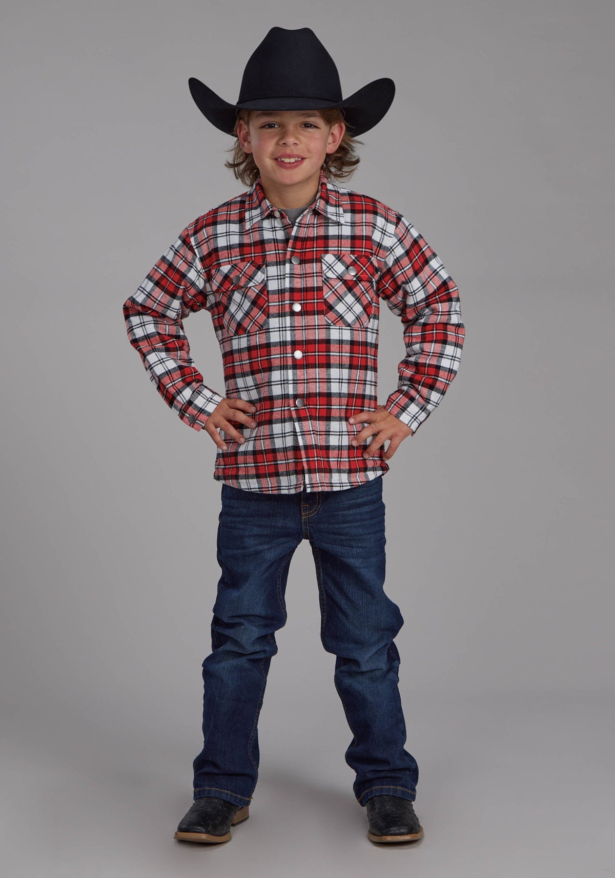 Boys Sherpa Lined Flannel Shirt Snap Jacket
