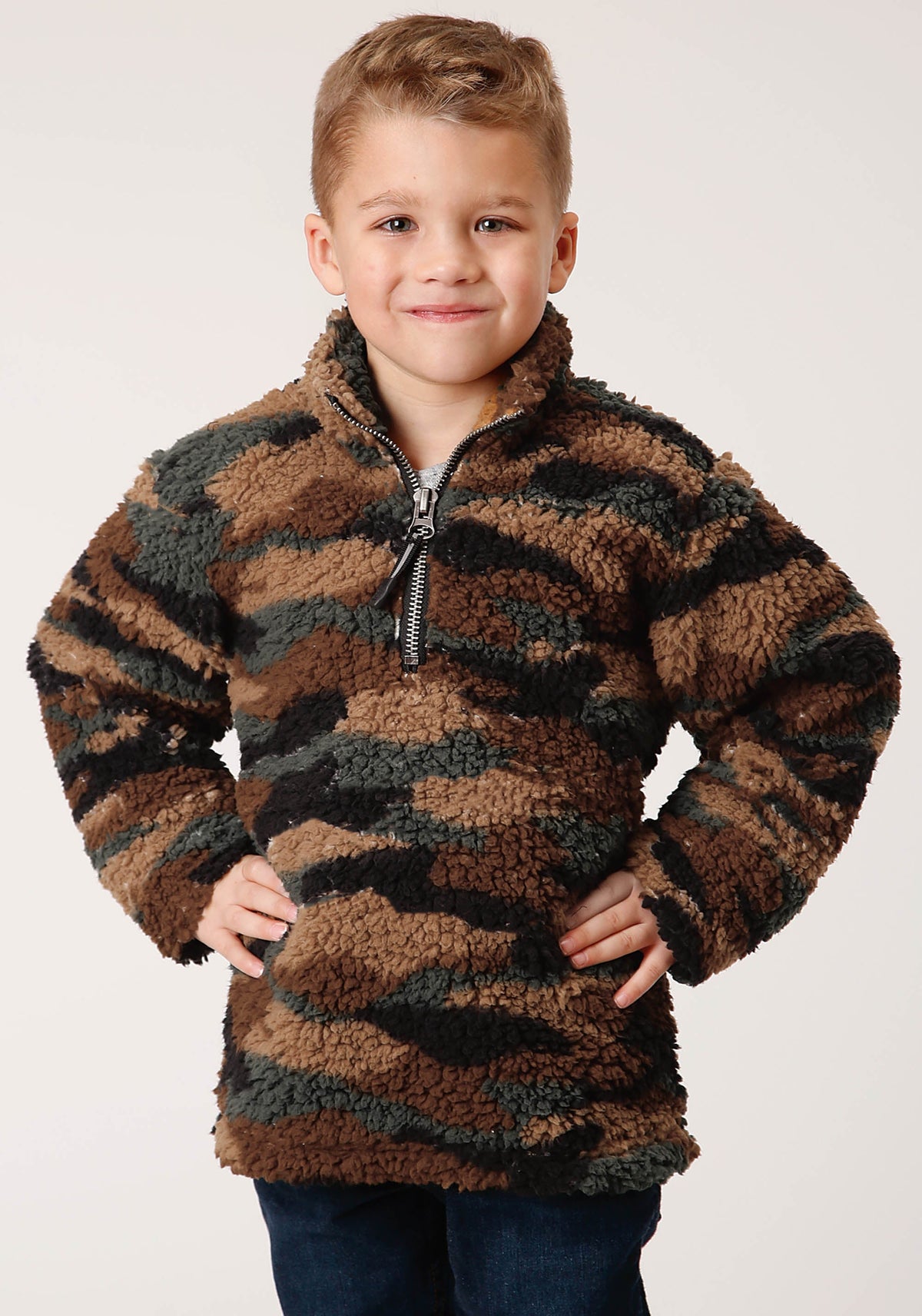 Boys Polar Fleece  Camo Print Pullover