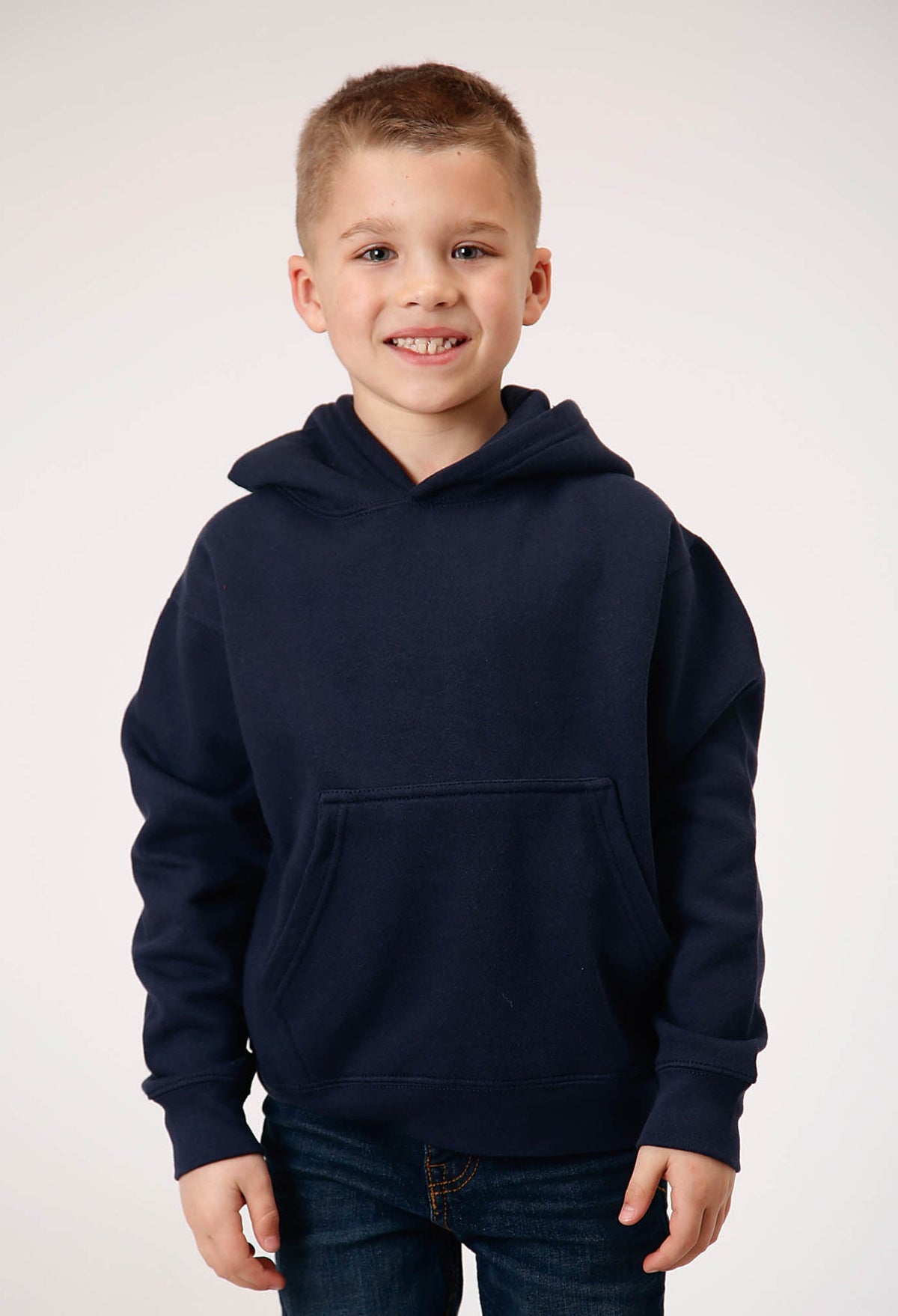 Boys Navy Pullover Hoodie With Front Pocket