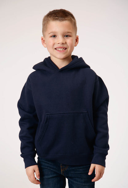 Boys Navy Pullover Hoodie With Front Pocket