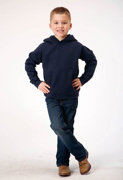 Boys Navy Pullover Hoodie With Front Pocket