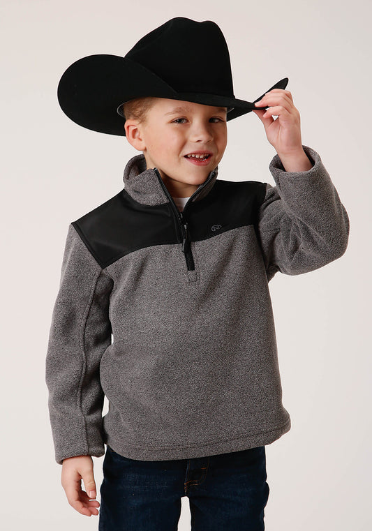 Boys Polar Fleece  Gry Micro Fleece 3 Qtr Zip Pullover