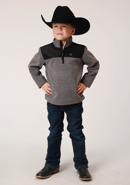 Boys Polar Fleece  Gry Micro Fleece 3 Qtr Zip Pullover