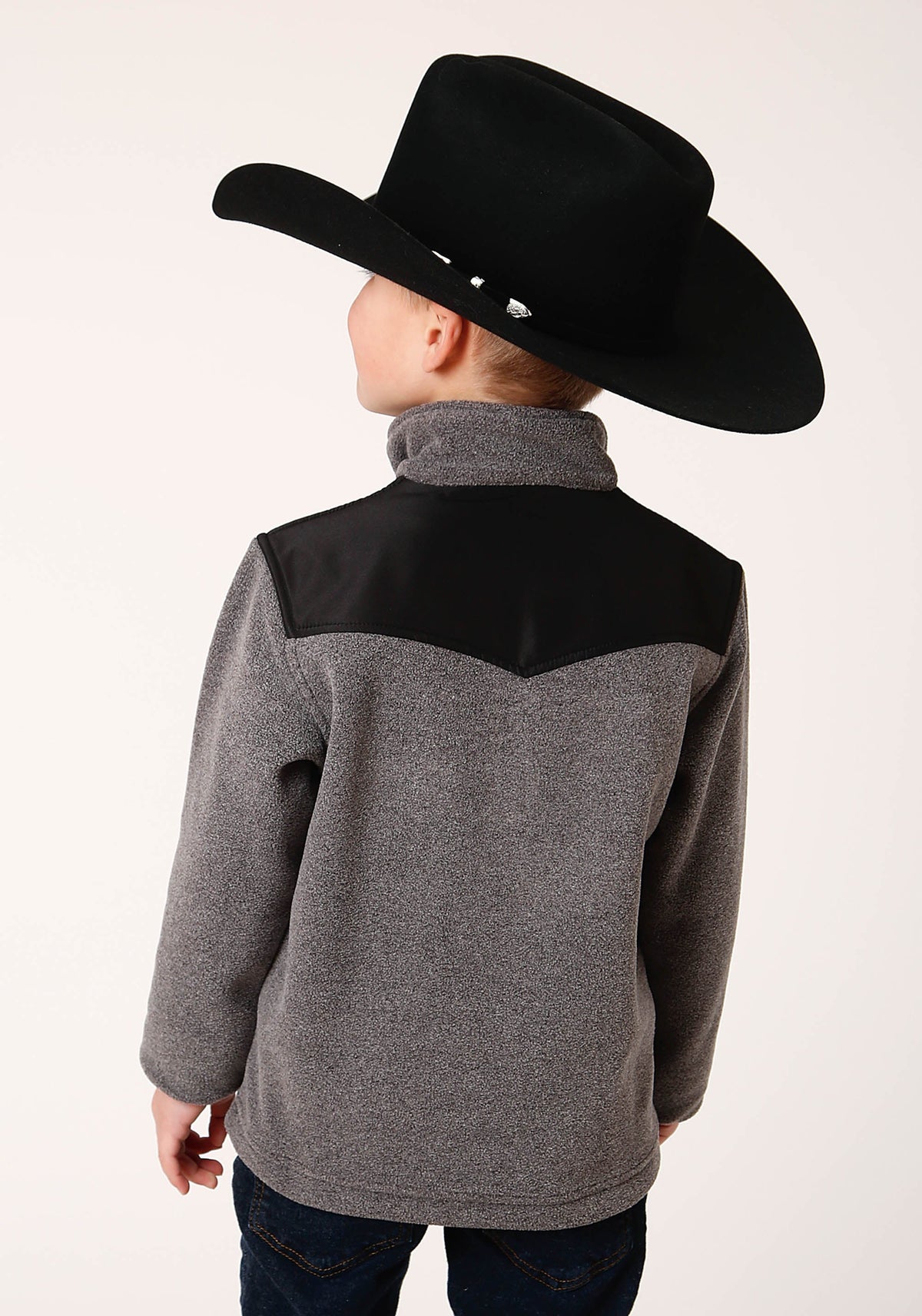 Boys Polar Fleece  Gry Micro Fleece 3 Qtr Zip Pullover