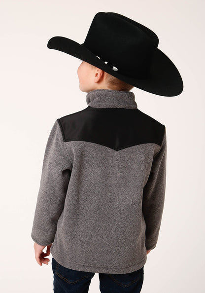 Boys Polar Fleece  Gry Micro Fleece 3 Qtr Zip Pullover
