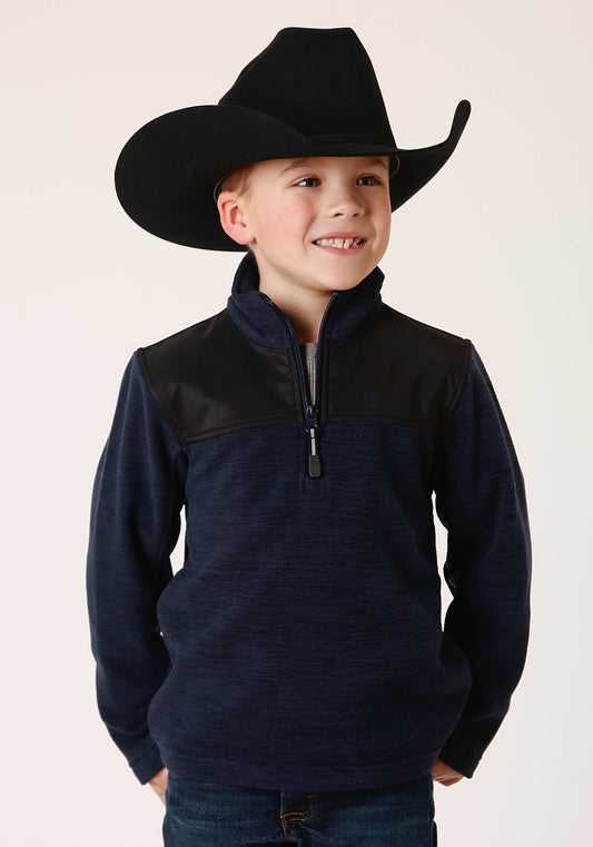 Boys Polar Fleece  Heather Navy Pullover