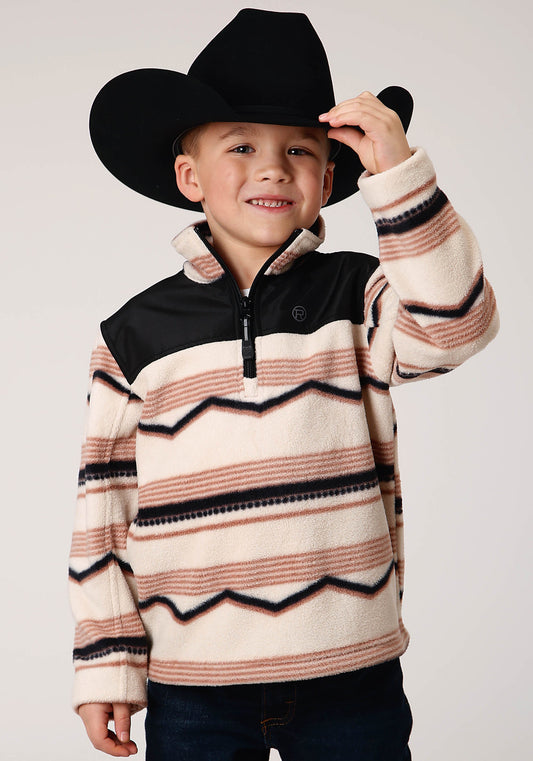 Boys Polar Fleece  Horizontal Aztec Print Pullover