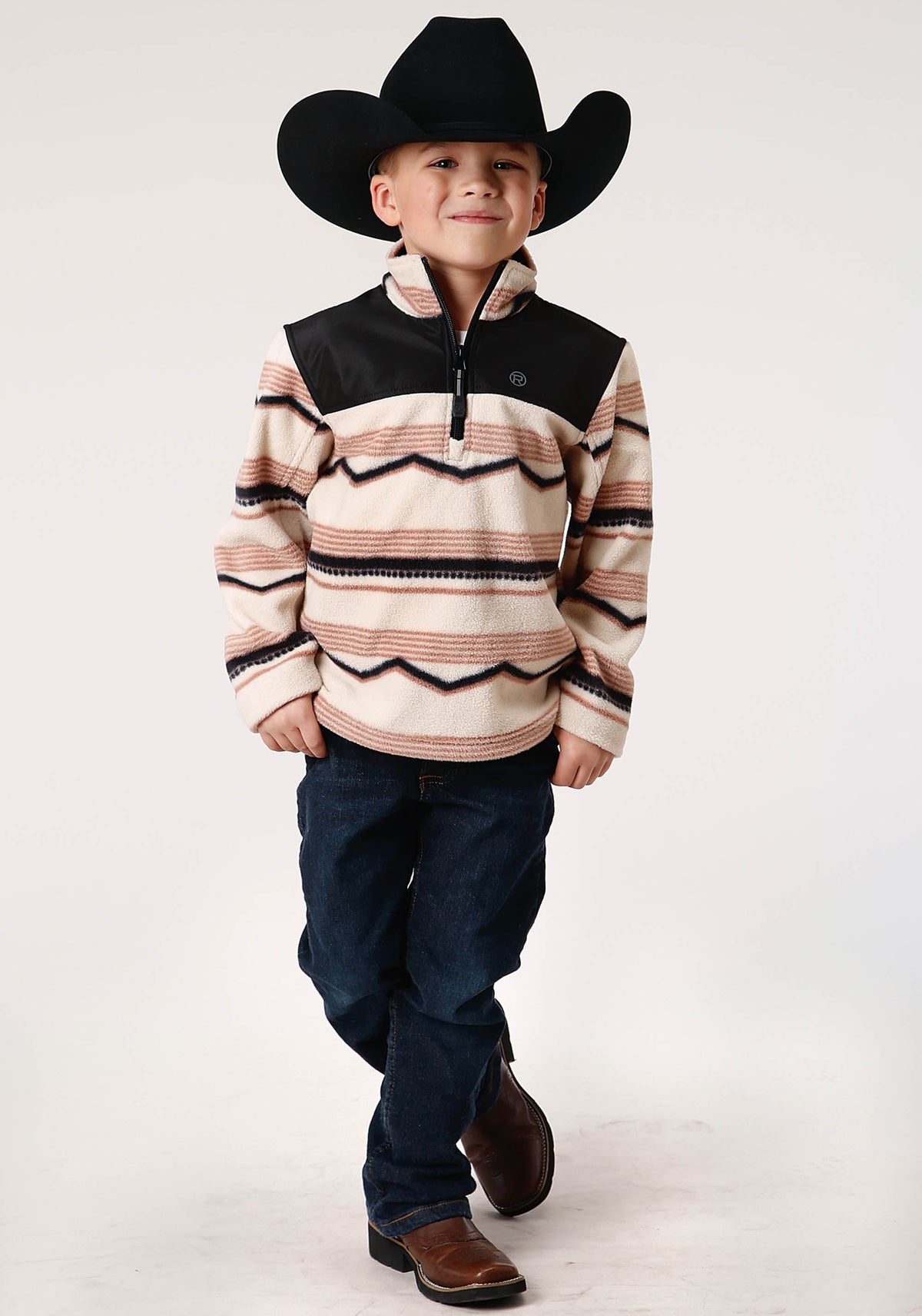 Boys Polar Fleece  Horizontal Aztec Print Pullover