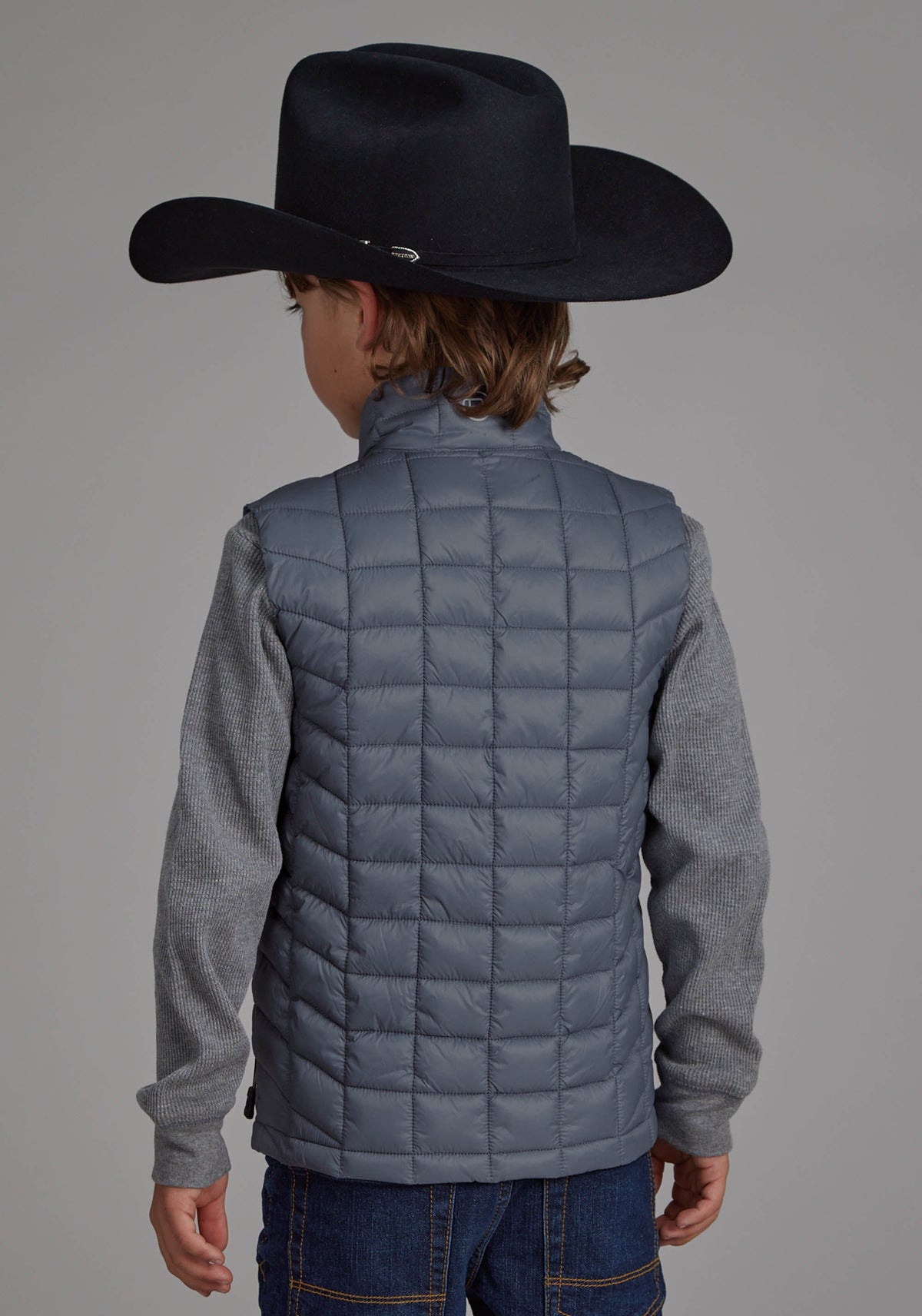 Boys Silver Blue Parachute Zipper Vest