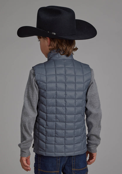 Boys Silver Blue Parachute Zipper Vest