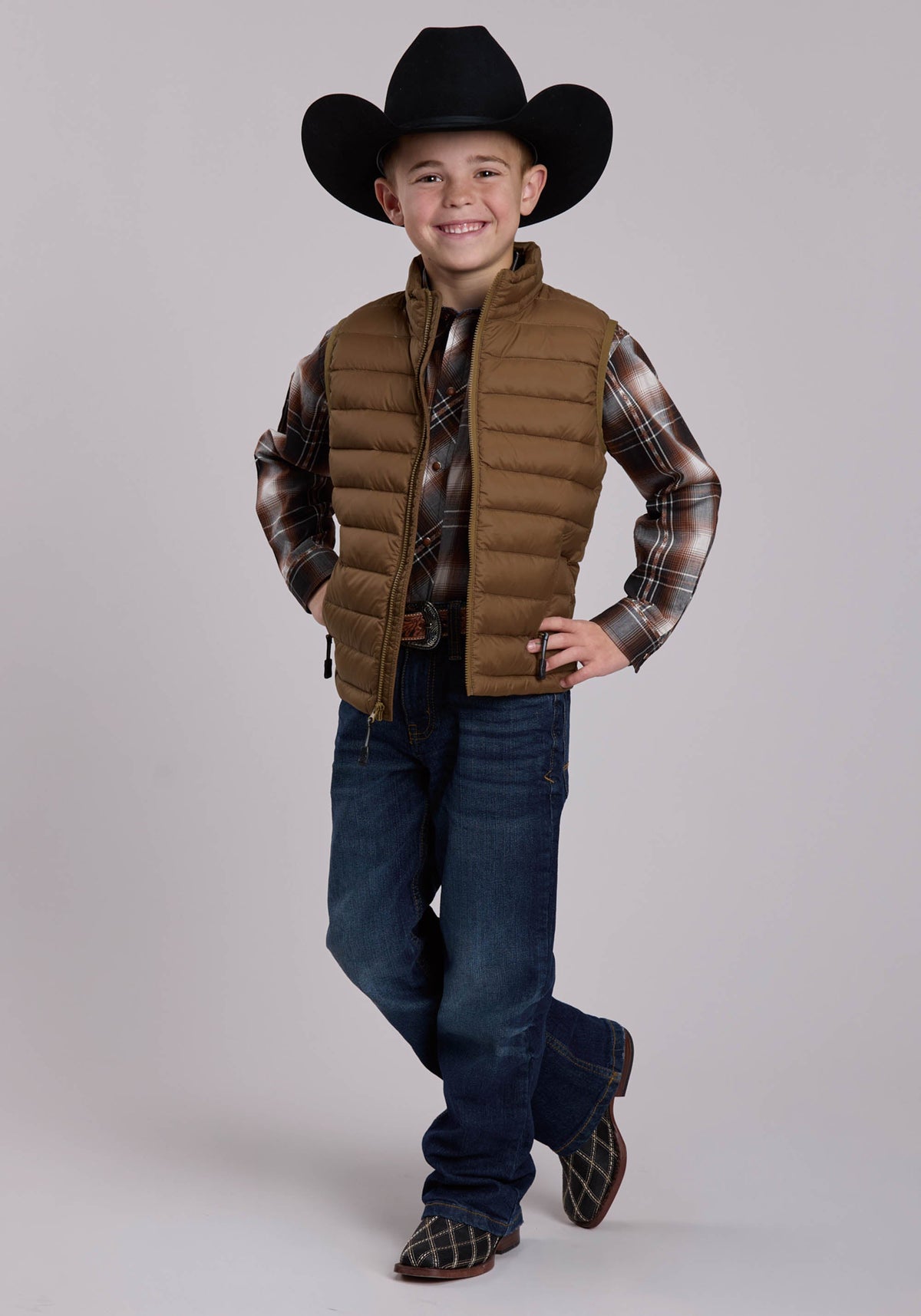 Boys Roper Crushable Down Filled Western Vest