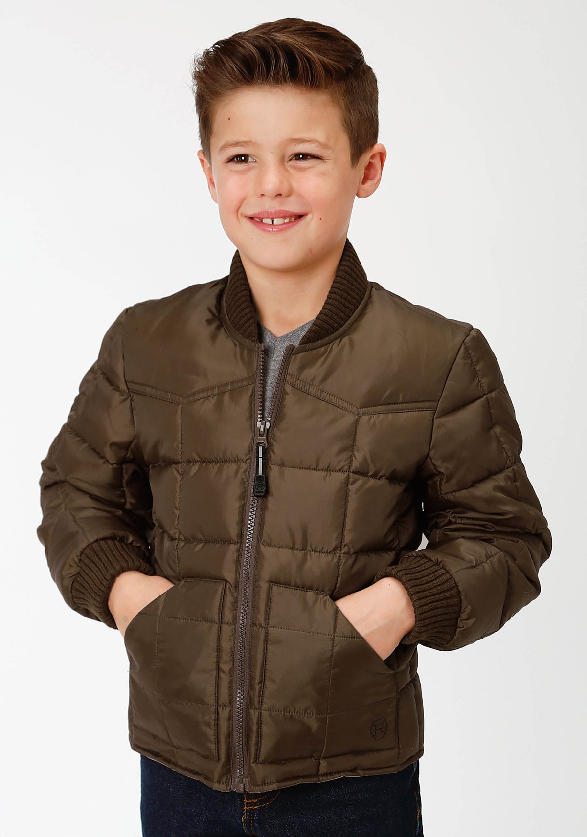 Boys Brown Poly-filled Jacket