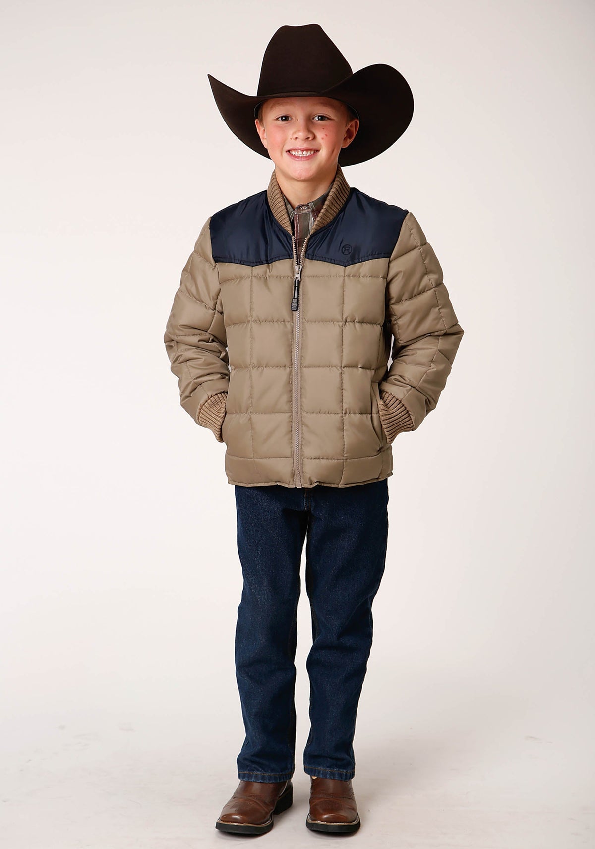 Boys  Quilted Poly With Poly Fill Jacket Poly Filled Western Jacket