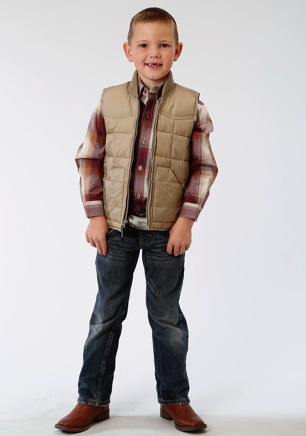 Boys Khaki Poly-filled Vest