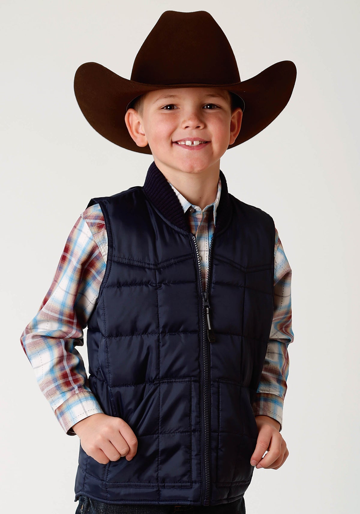Boys Navy Blue Poly-filled Vest