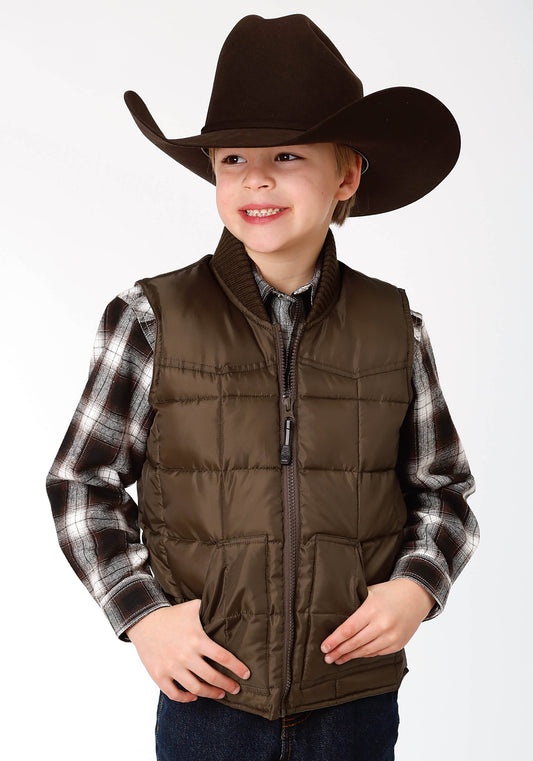 Boys Brown Poly-filled Vest
