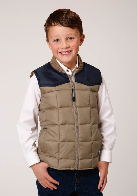 Boys  Quilted Poly With Poly Fill Vest Poly Filled Western Vest
