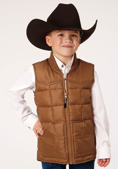 Boys  Caramel Boy's Outerwear Poly Filled Western Vest