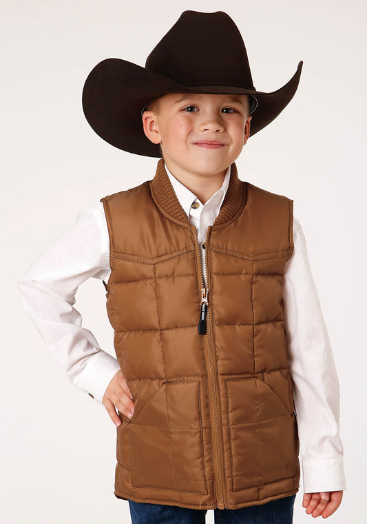 Boys  Caramel Boy's Outerwear Poly Filled Western Vest
