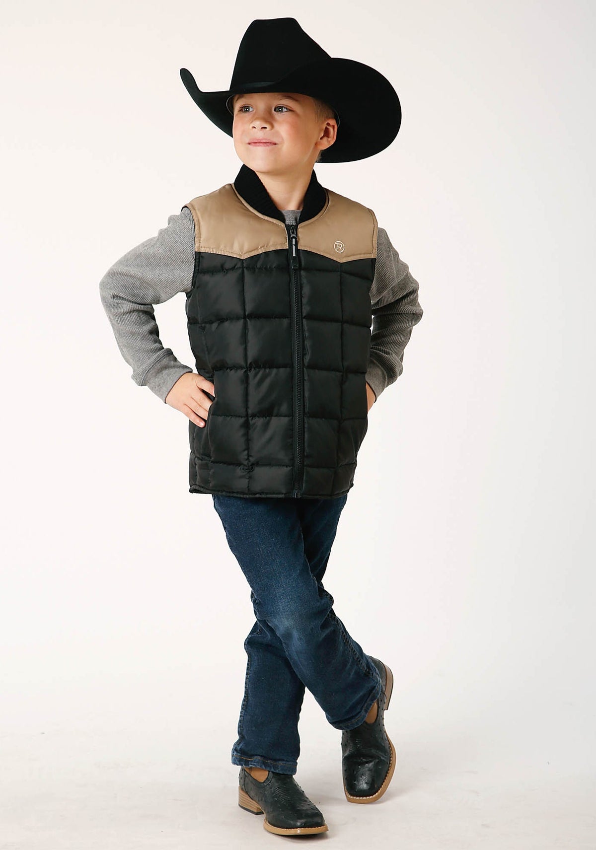 Boys  Quilted Polyfilled Vest Poly Filled Western Vest