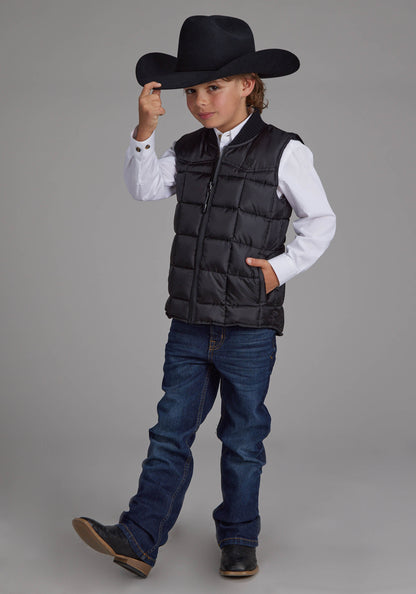 Boys Black Zipper Vest