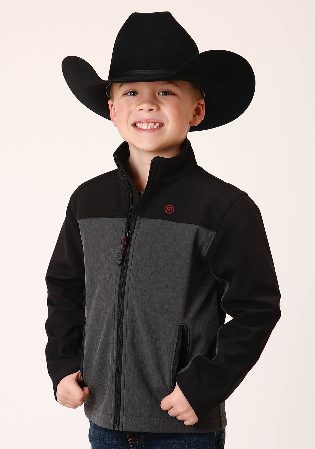 Boys  Grey Black Combo Soft Shell Tech Jacket