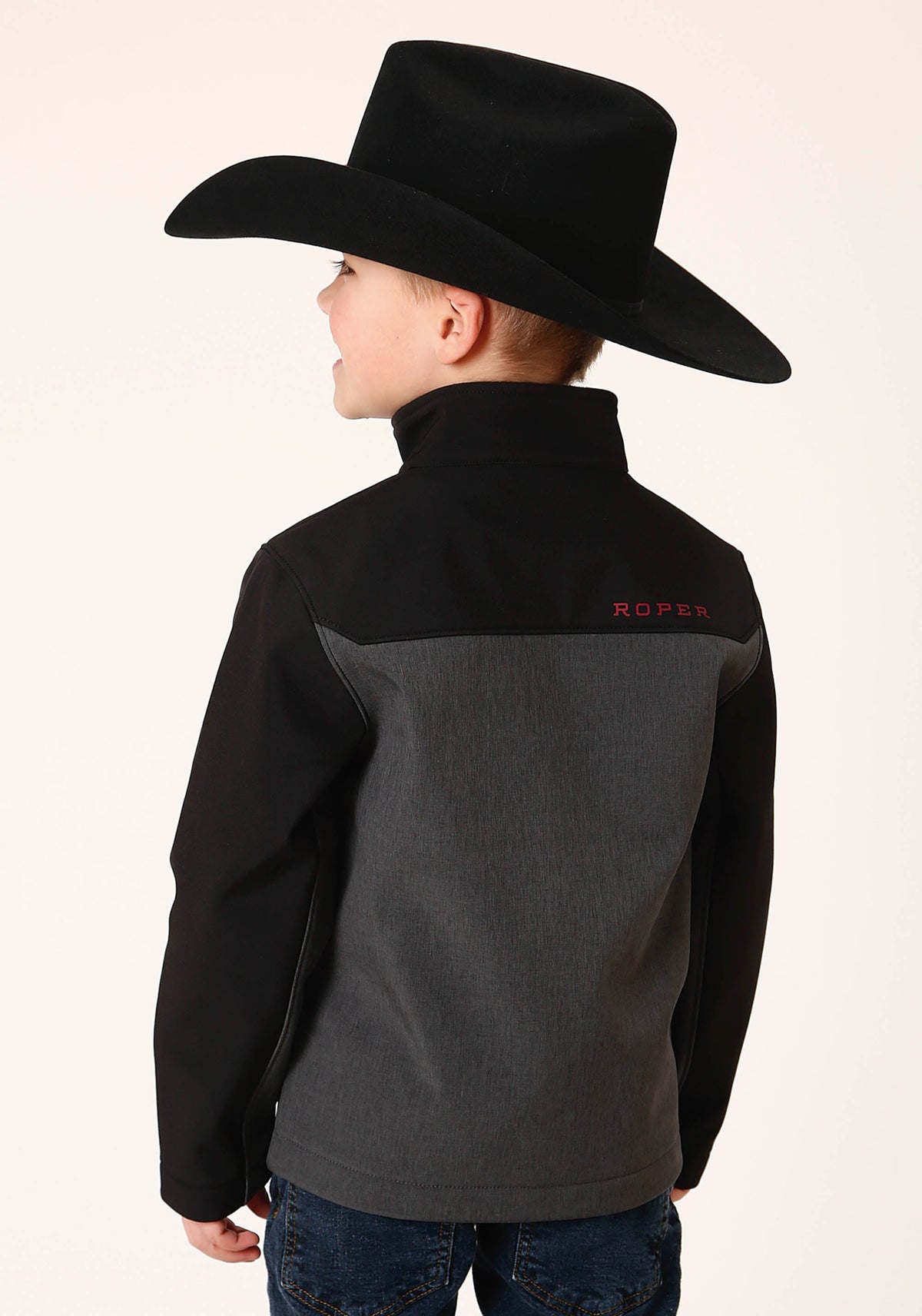 Boys  Grey Black Combo Soft Shell Tech Jacket
