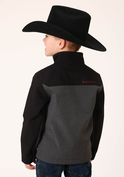 Boys  Grey Black Combo Soft Shell Tech Jacket