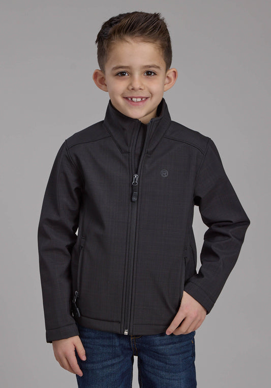 Boys Charcoal Heather With Black Fleece Zipper Jacket