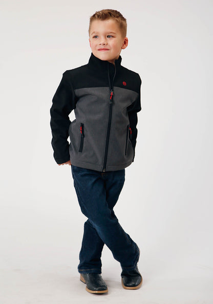 Boys  Grey Softshell Combo  Tech Jacket