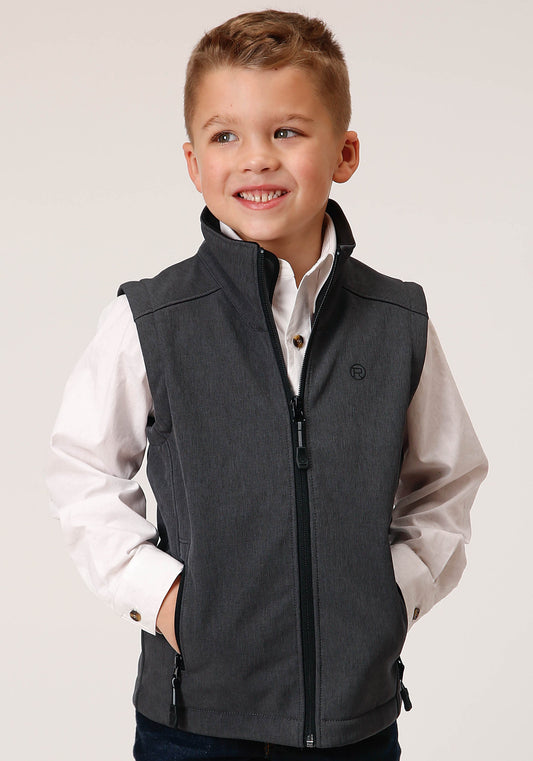Boys  Heather Grey Soft Shell Tech Vest