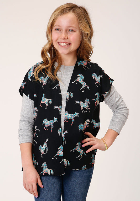 Girls  Wild Horse Print Rayon Cardigan