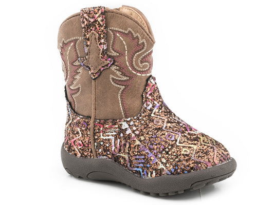 Infant Girls Brown Southwest Glitter Vamp