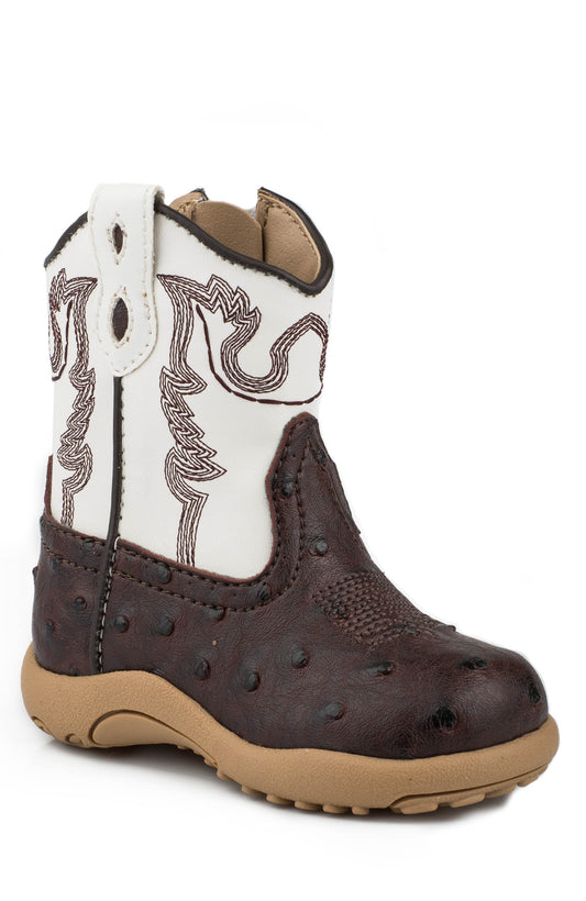 Infant Boys Brown Faux Ostrich With White Shaft Cowbaby