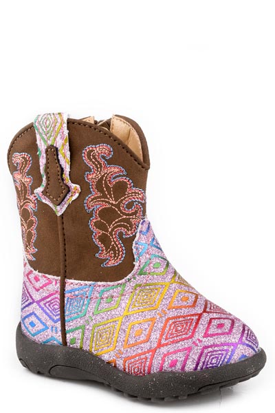 Infants Girls Tan Shaft With Western Stitch