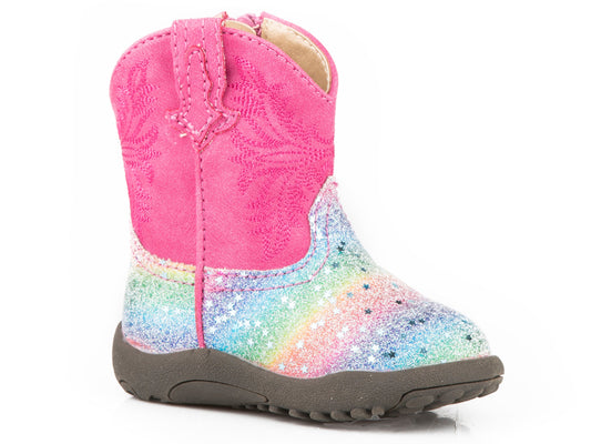 Infant Girls Multi Rainbow Glitter Vamp