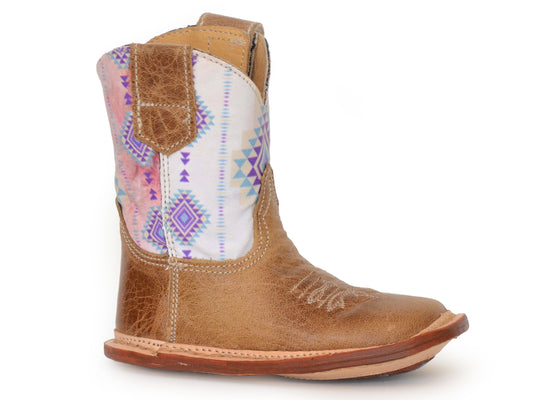 Infant Girls Crackle Tan Leather Vamp