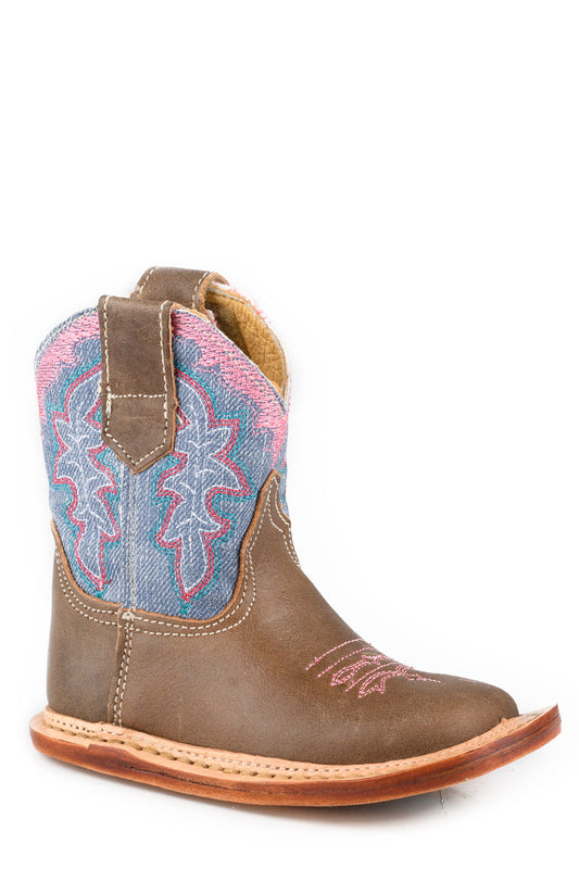 Infants Girls Oiled Brown Leather Vamp
