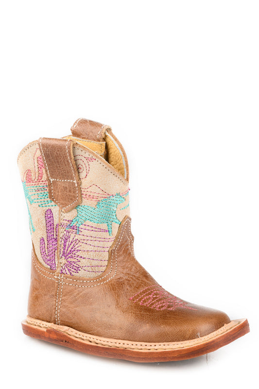 Infants Girls Burnish  Brown Leather Vamp