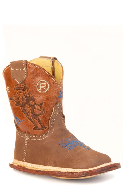 Boys Roper Burnish Tan Leather Vamp Brahma Brands Boots